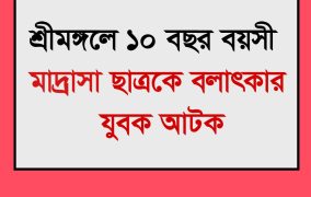শ্রীমঙ্গলে মাদ্রাসাছাত্রকে বলাৎকারের অভিযোগ, যুবক আটক
