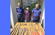 কুলাউড়ায় ডাকাতির প্রস্তুতিকালে বিপুল পরিমাণ দেশীয় অস্ত্রসহ আটক ১
